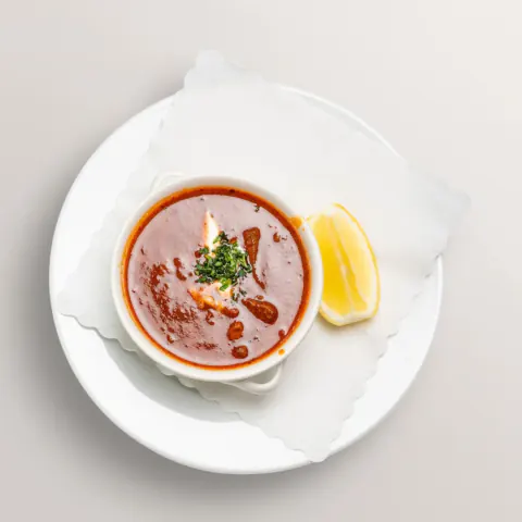Hearty Soljanka soup with lemon